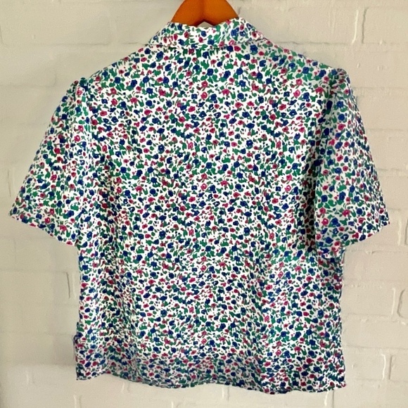 Vintage Button down 80s Coquette Retro Floral Sz Petite 14 - Picture 7 of 7